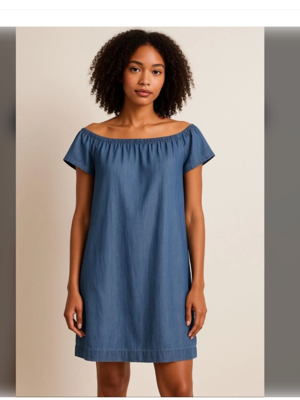 Cloth & Stone Anthro Women’s Off-Shoulder Tencel Lyocell Denim Dress - Blue